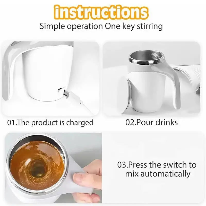 ☕Self-Stirring Coffee Mug with Magnetic Mixer – 380ml Rechargeable