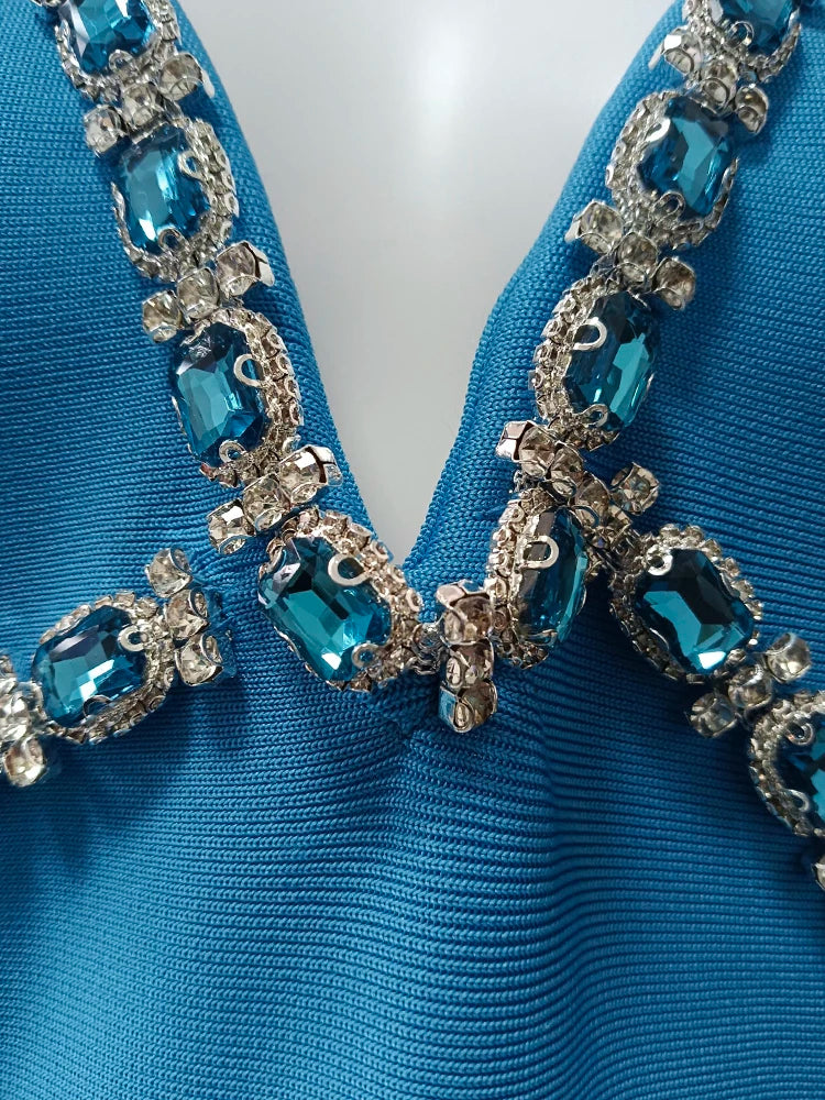 Solid Patchwork Diamonds Designer Dresses For Women V Neck Sleeveless High Waist Slimming Dress Female Fashion New