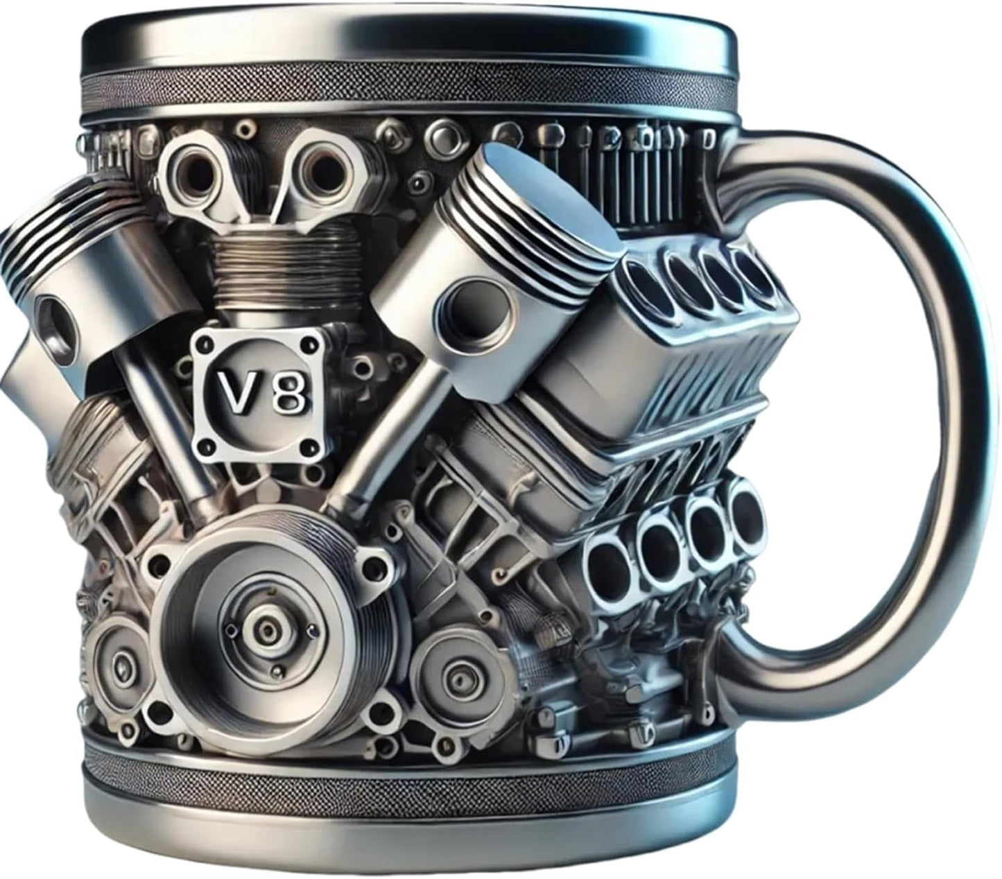 V6/V8 3D Engine Stainless Steel Mug — Rev Up Your Morning