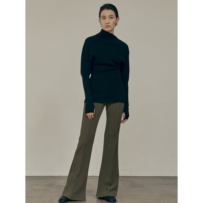 Knitwear Women's autumn/winter casual commuter diagonal neck long-sleeved pullover sweater