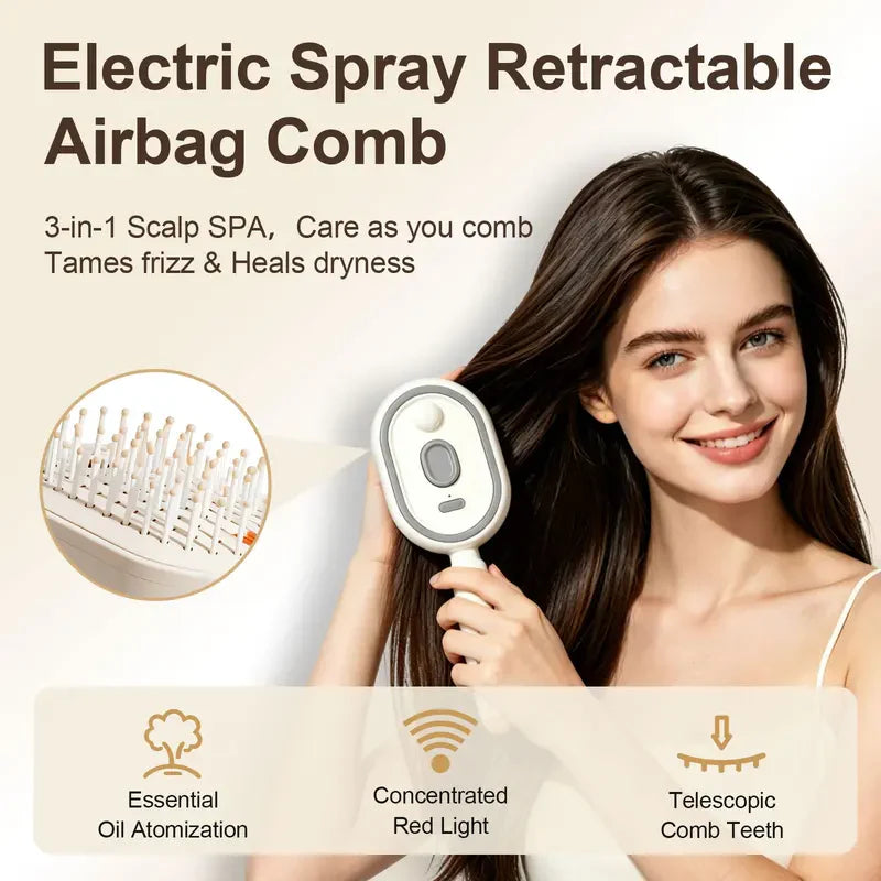 Electric Spray Air Cushion Massage Comb&20ml Hair Care Essential Oils