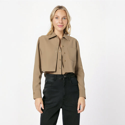 Four Seasons Wear White Shirt Women's Short Commuter Shirt Casual Long Sleeve Fake Two piece Top