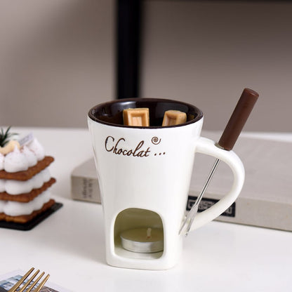 Ceramic Fondue Set – Chocolate & Cheese Warmer