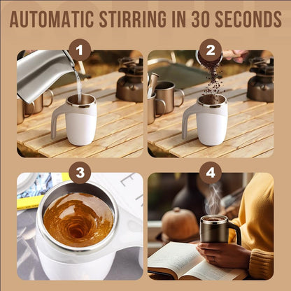 ☕Self-Stirring Coffee Mug with Magnetic Mixer – 380ml Rechargeable