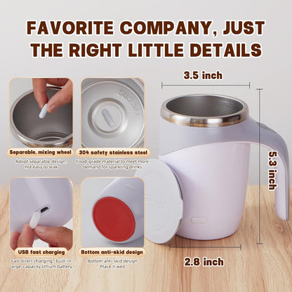 ☕Self-Stirring Coffee Mug with Magnetic Mixer – 380ml Rechargeable