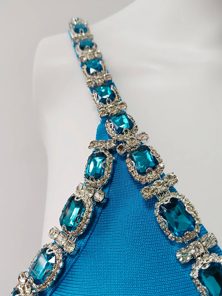 Solid Patchwork Diamonds Designer Dresses For Women V Neck Sleeveless High Waist Slimming Dress Female Fashion New