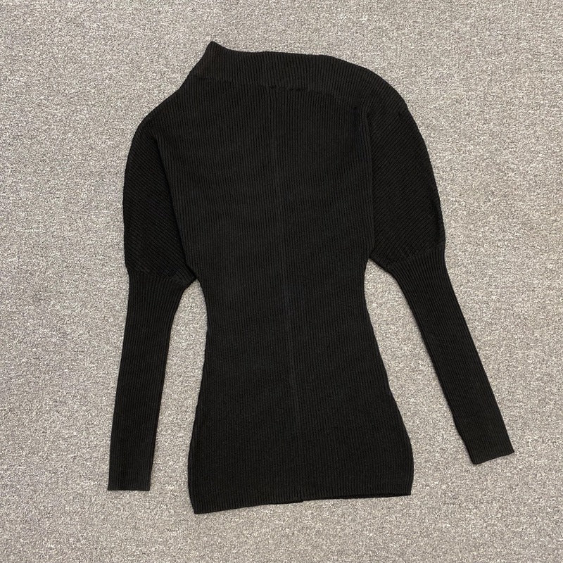 Knitwear Women's autumn/winter casual commuter diagonal neck long-sleeved pullover sweater