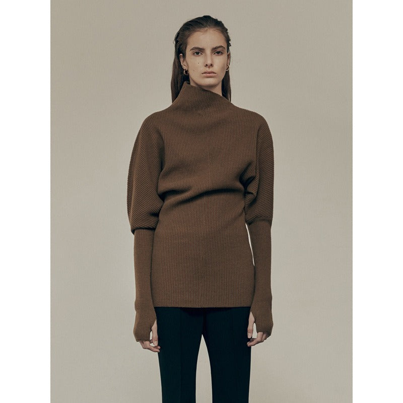 Knitwear Women's autumn/winter casual commuter diagonal neck long-sleeved pullover sweater