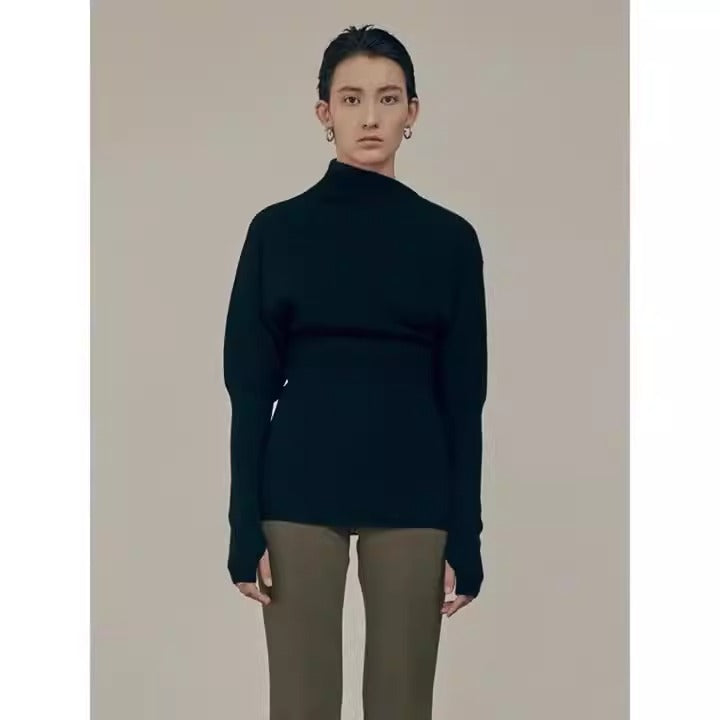 Knitwear Women's autumn/winter casual commuter diagonal neck long-sleeved pullover sweater