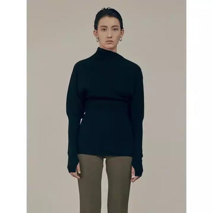 Knitwear Women's autumn/winter casual commuter diagonal neck long-sleeved pullover sweater